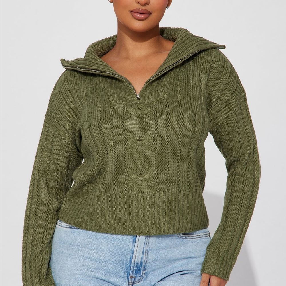 Fashion Nova Isabelle Olive Cowl Neck Sweater